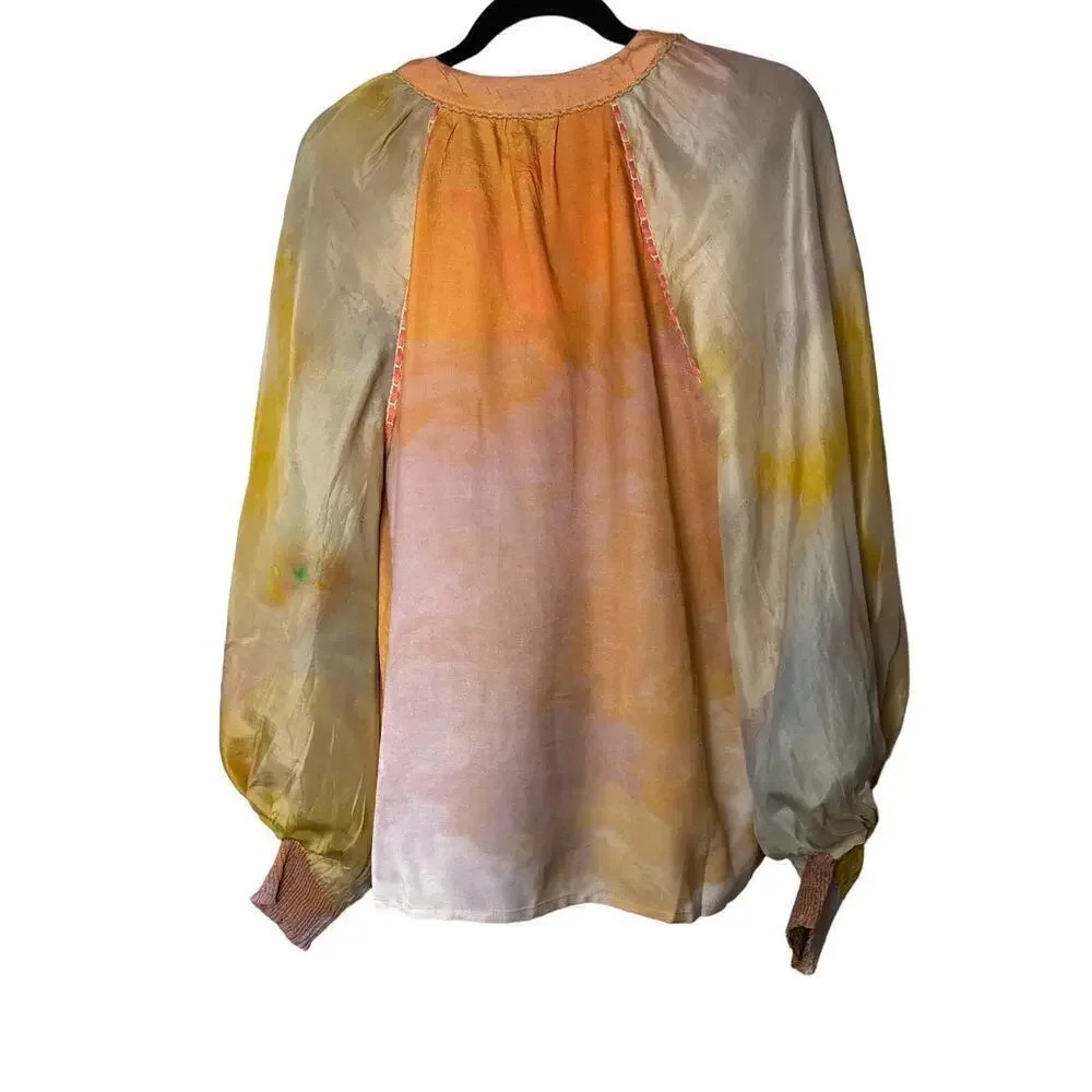 Anthropologie Bl-nk London Women's Long Sleeve Oversize Peasant Top Size S NWOT